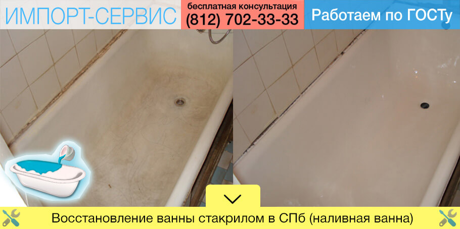 Восстановление ванны стакрилом в СПб